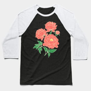 Living Coral Peonies Baseball T-Shirt